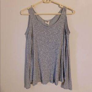 Grey Cut-Out Shoulders Sweater